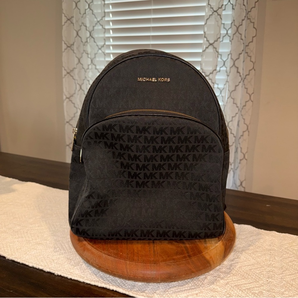 Michael Kors Black Backpack with Signature MK Design